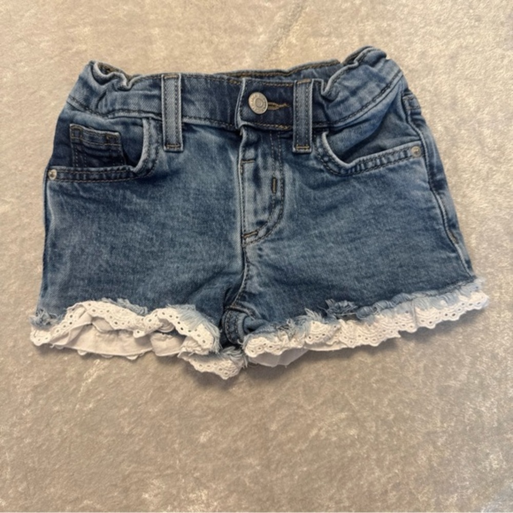 Cat & Jack Blue Denim Kids Shorts with Lace Trim
